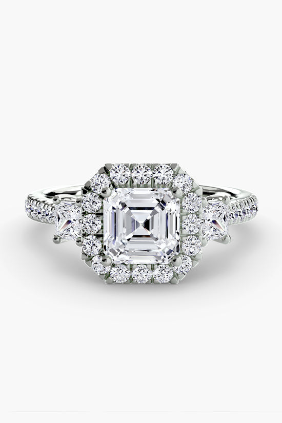 Three-Stone Ring with Halo 2