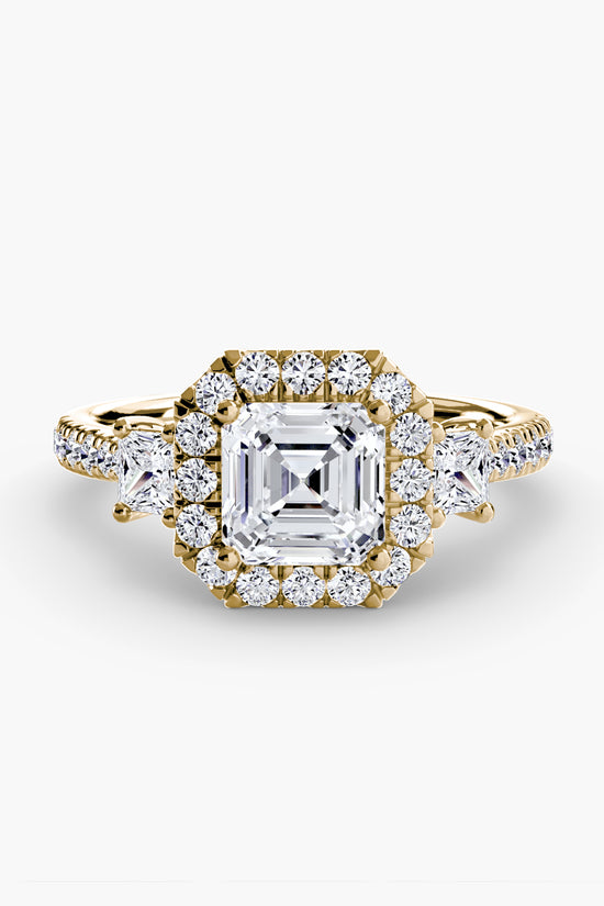 Three-Stone Ring with Halo 2