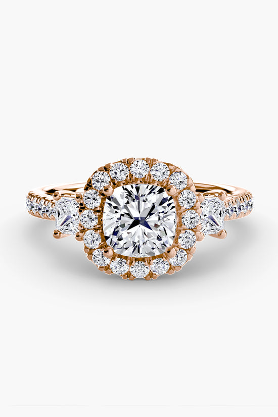 Three-Stone Ring with Halo 2