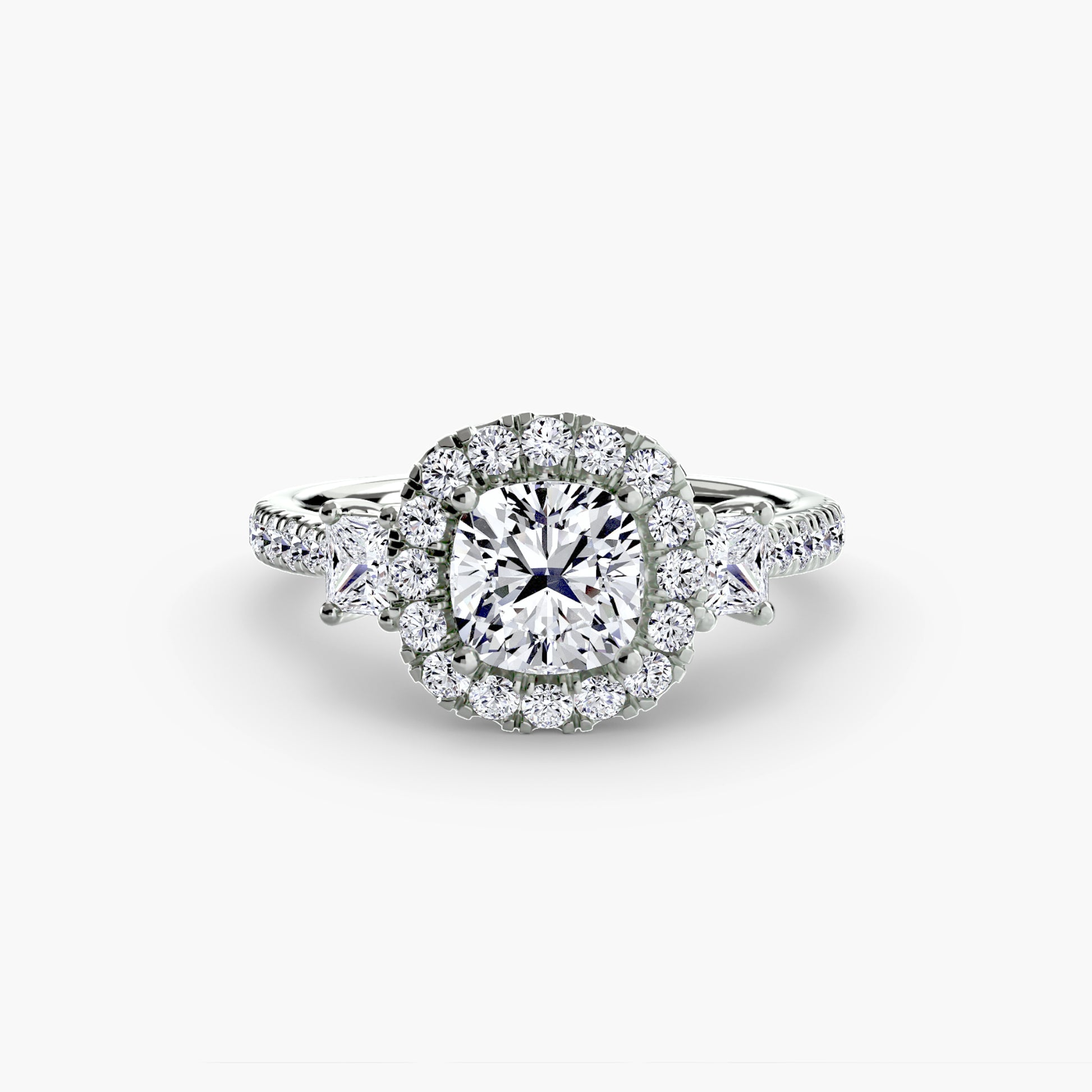 Three-Stone Ring with Halo 2