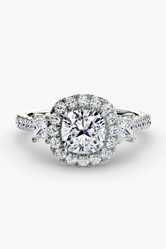 Three-Stone Ring with Halo 2