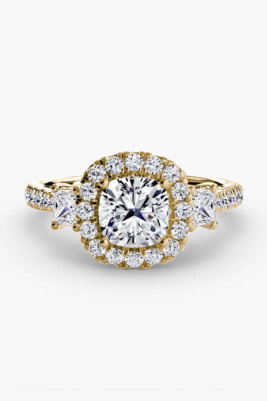 Three-Stone Ring with Halo 2