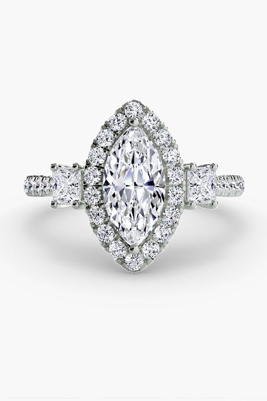 Three-Stone Ring with Halo 2