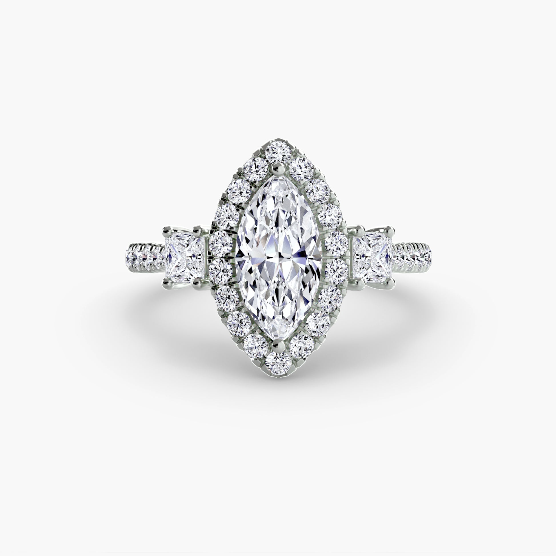 Three-Stone Ring with Halo 2