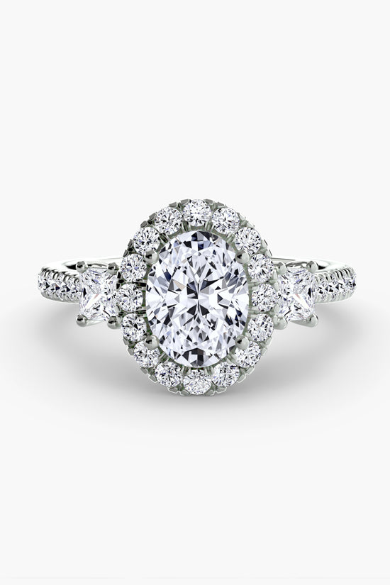 Three-Stone Ring with Halo 2