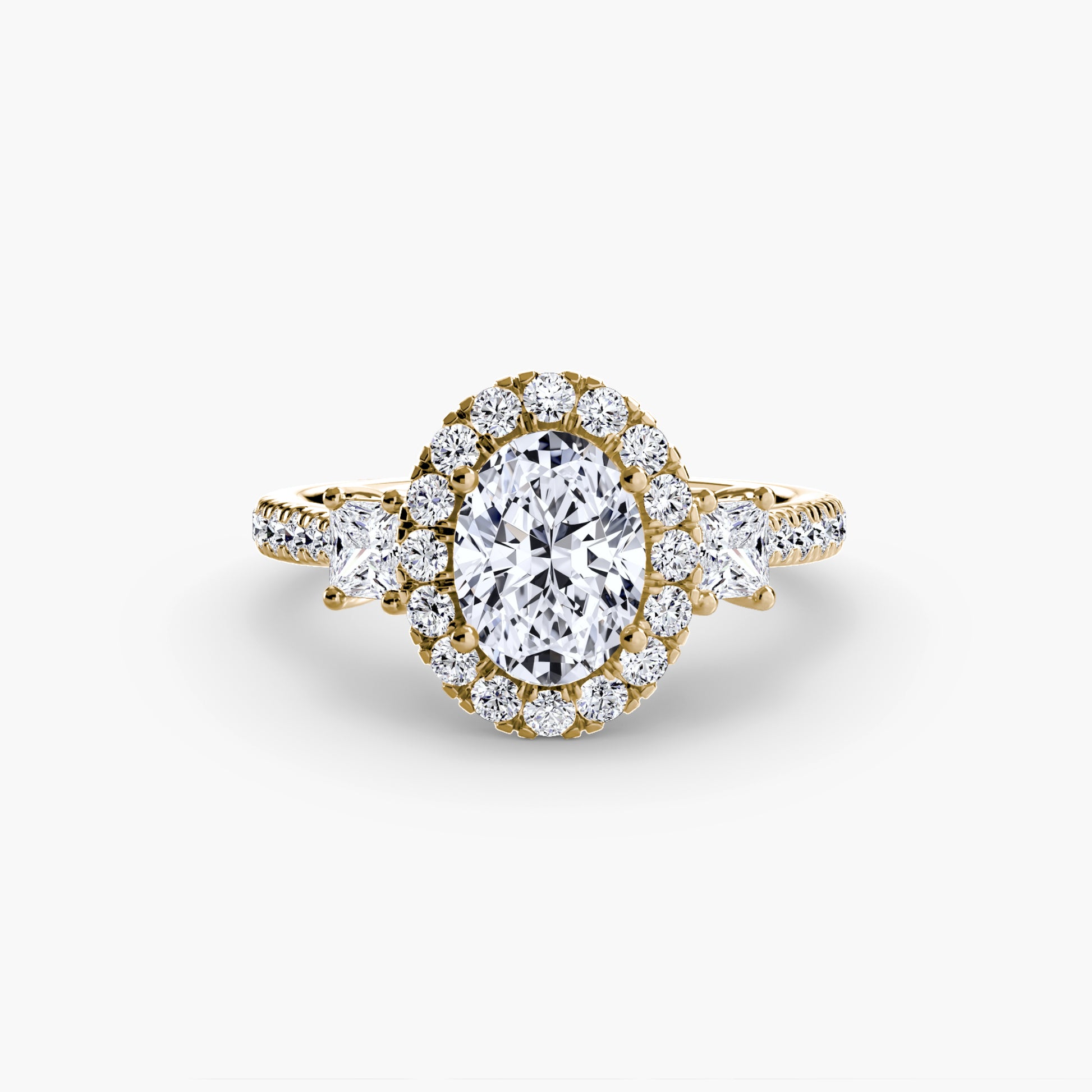 Three-Stone Ring with Halo 2