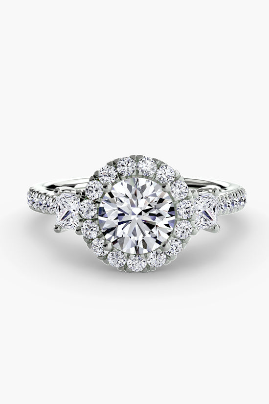 Three-Stone Ring with Halo 2