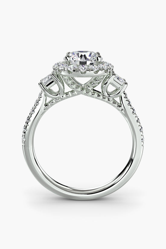 Three-Stone Ring with Halo 2