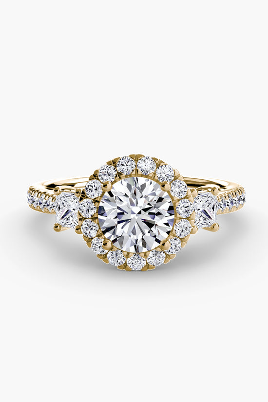 Three-Stone Ring with Halo 2