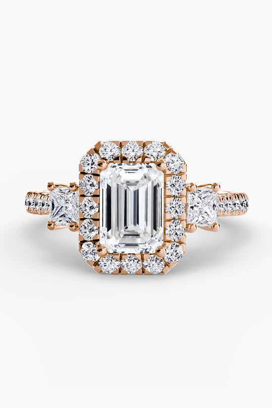Three-Stone Ring with Halo 2