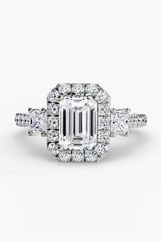 Three-Stone Ring with Halo 2