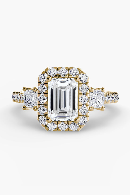 Three-Stone Ring with Halo 2