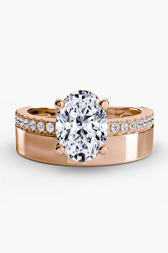 Wide Band Solitaire with Pavé Band
