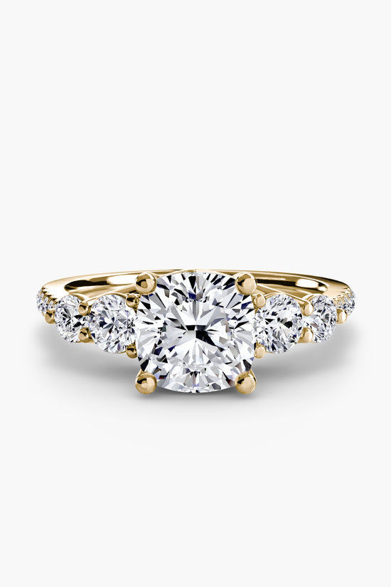 Five Stone Ring with Pavé Band