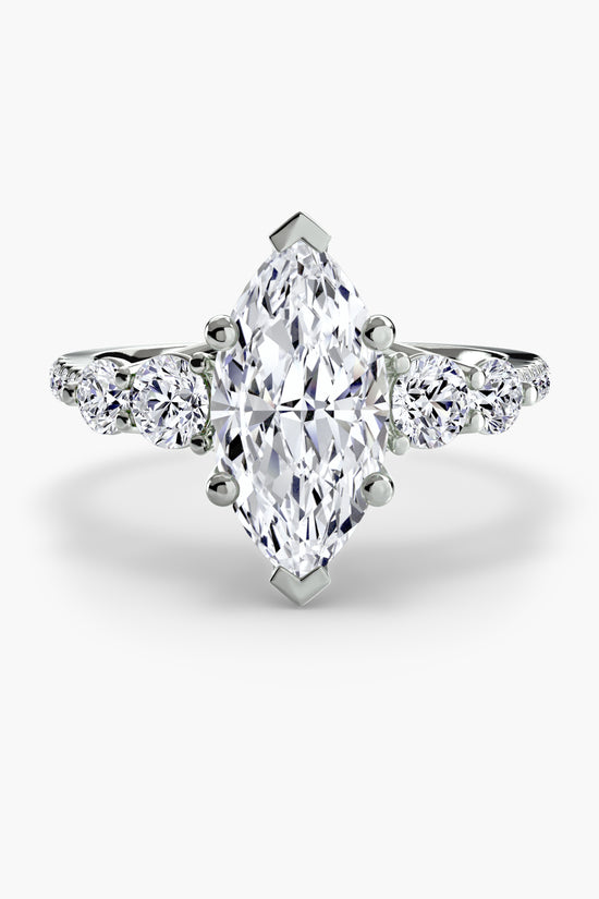 Five Stone Ring with Pavé Band