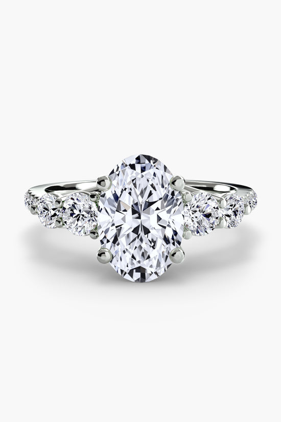 Five Stone Ring with Pavé Band