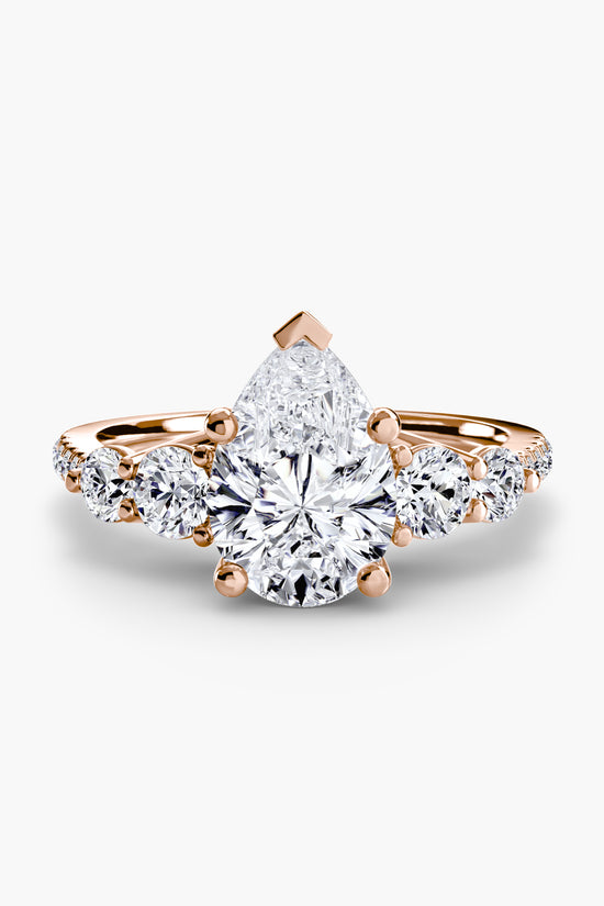Five Stone Ring with Pavé Band