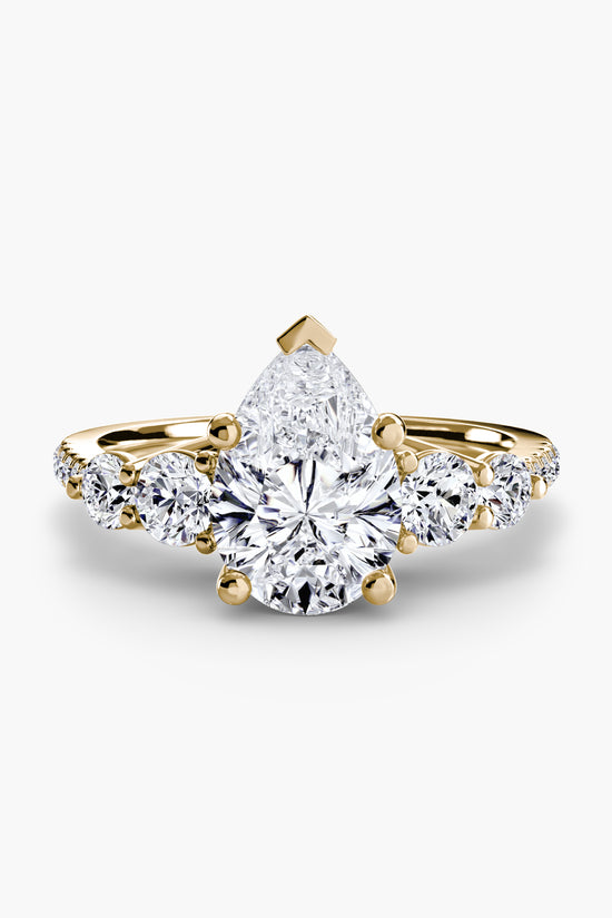 Five Stone Ring with Pavé Band