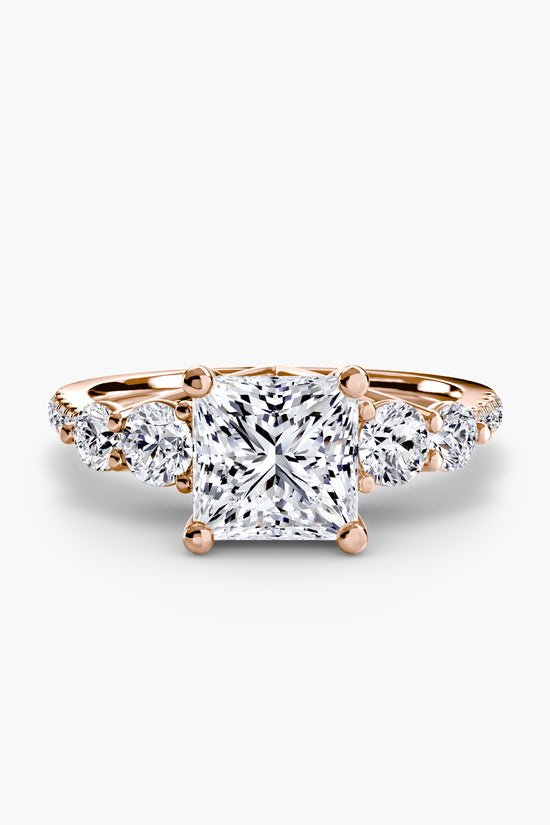 Five Stone Ring with Pavé Band