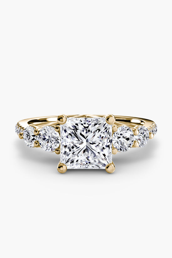 Five Stone Ring with Pavé Band