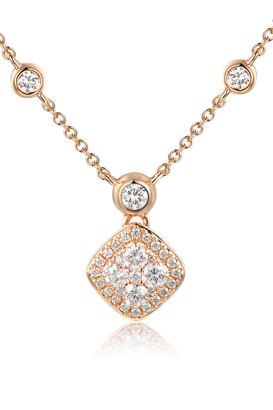 Rubover & Micro Set Round Brilliant Cut Diamond Circle Shape Cluster Necklace