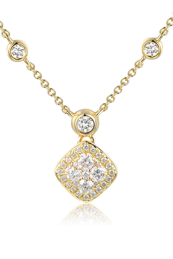 Rubover & Micro Set Round Brilliant Cut Diamond Circle Shape Cluster Necklace