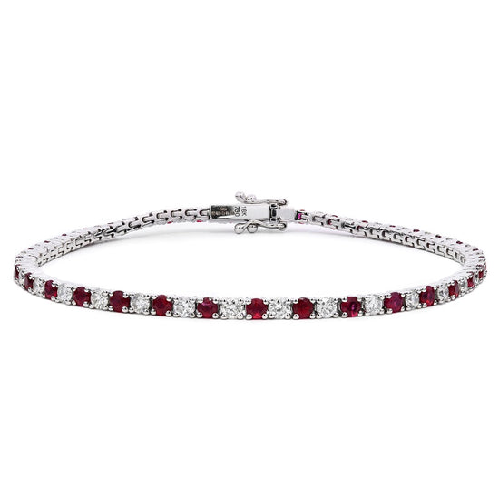 Round Brilliant Cut 2.3mm Ruby and Diamond Claw Set Tennis Bracelet