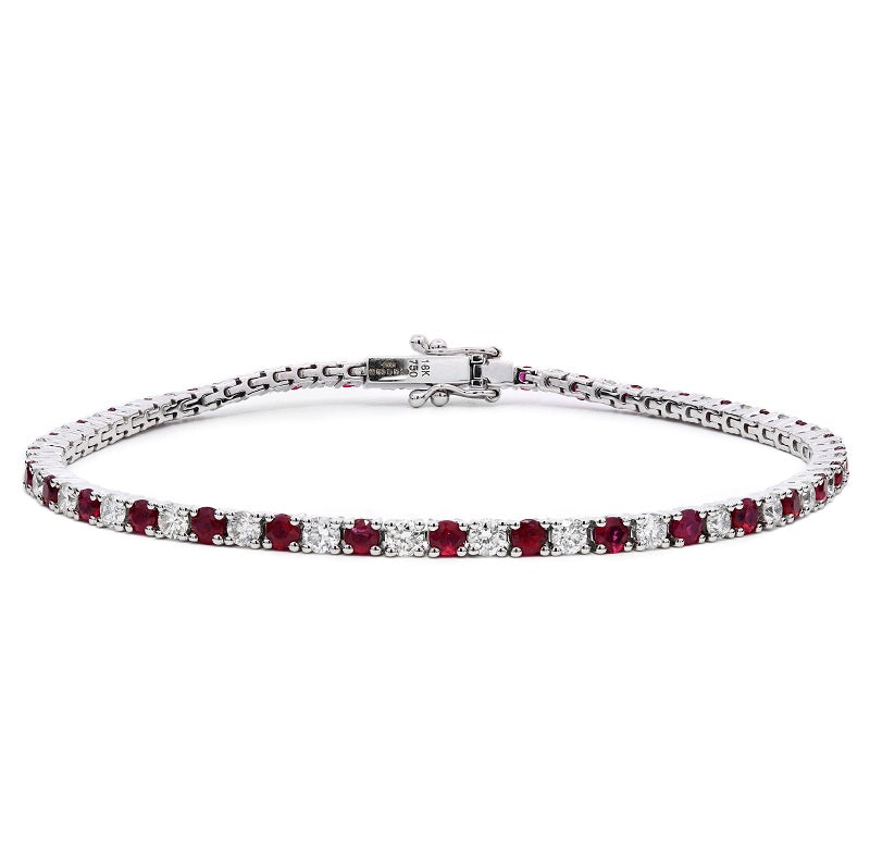 Round Brilliant Cut 2.3mm Ruby and Diamond Claw Set Tennis Bracelet
