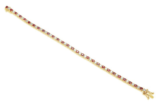 Round Brilliant Cut 2.3mm Ruby and Diamond Claw Set Tennis Bracelet