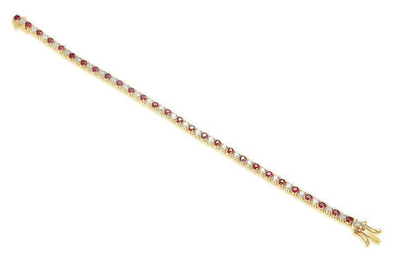 Round Brilliant Cut 2.3mm Ruby and Diamond Claw Set Tennis Bracelet