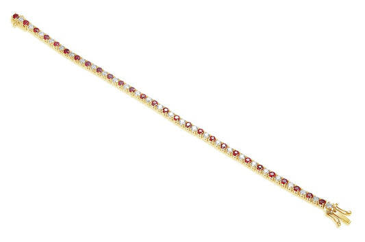 Round Brilliant Cut 2.3mm Ruby and Diamond Claw Set Tennis Bracelet