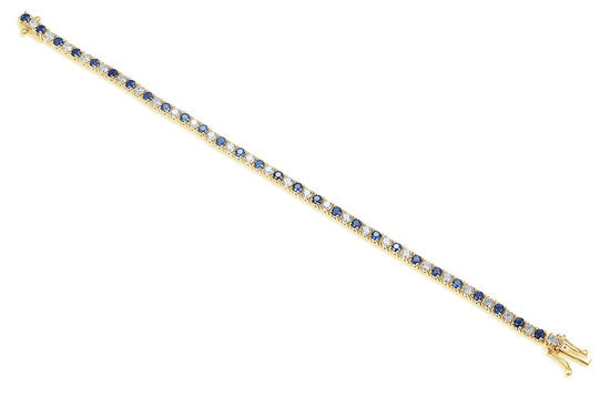 Round Brilliant Cut 2.8mm Sapphire and Diamond Claw Set Tennis Bracelet