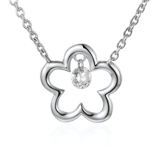 Round Brilliant Cut Dancing Diamond Clover Shape Necklace
