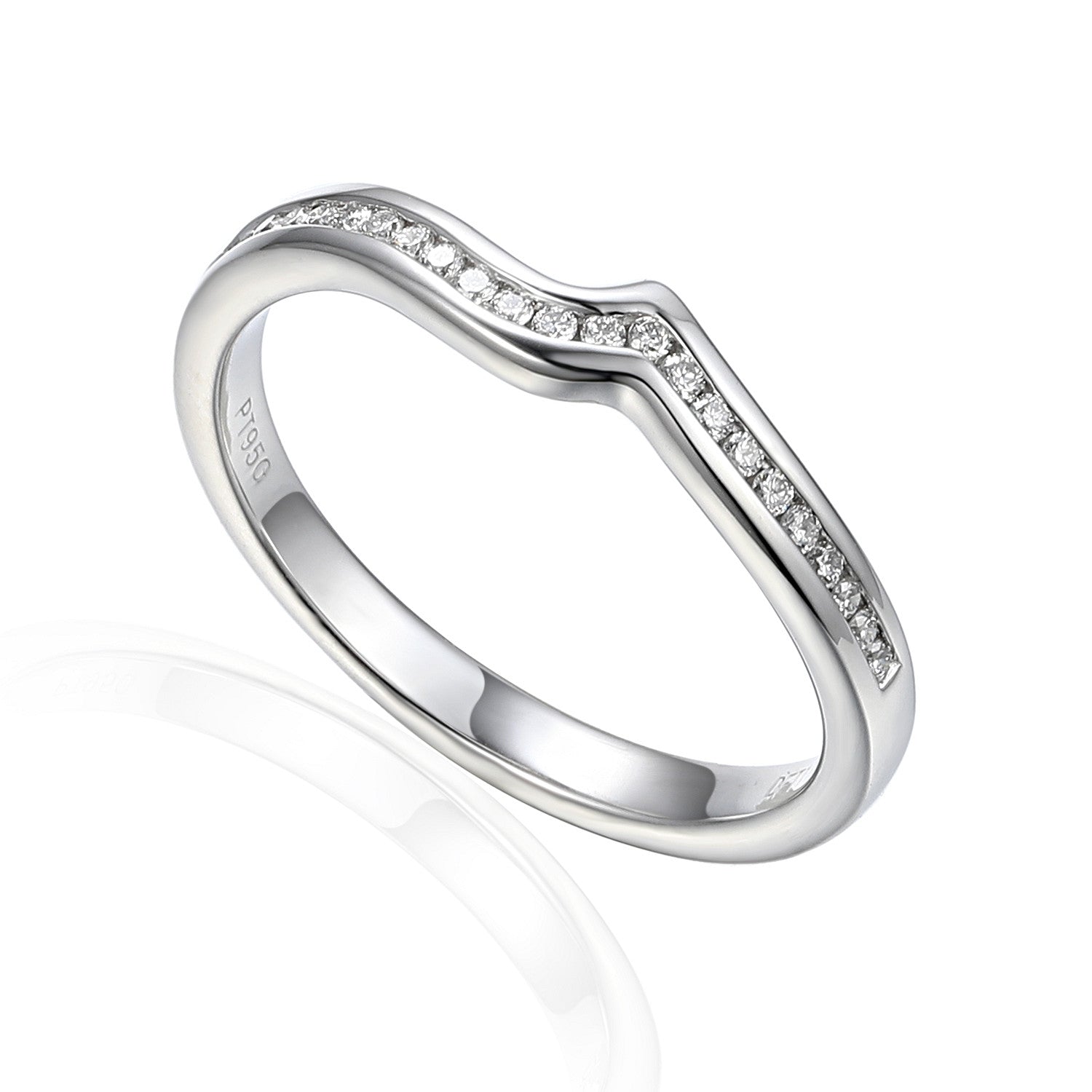 Round Brilliant Cut Diamond Channel Set Curved Half Eternity Ring
