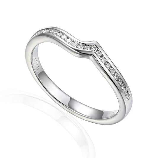 Round Brilliant Cut Diamond Channel Set Curved Half Eternity Ring