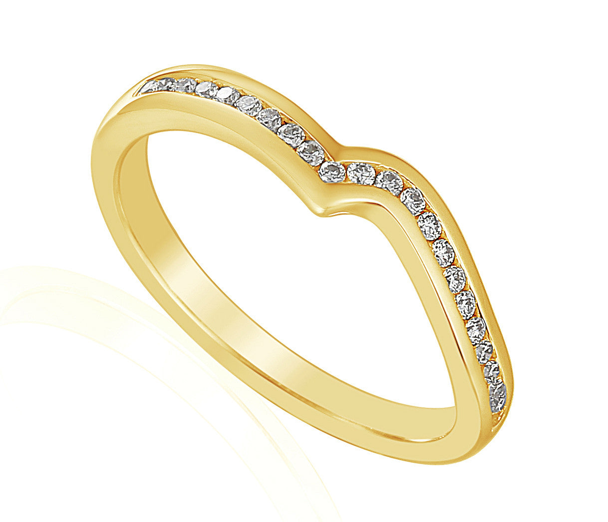 Round Brilliant Cut Diamond Channel Set Curved Half Eternity Ring
