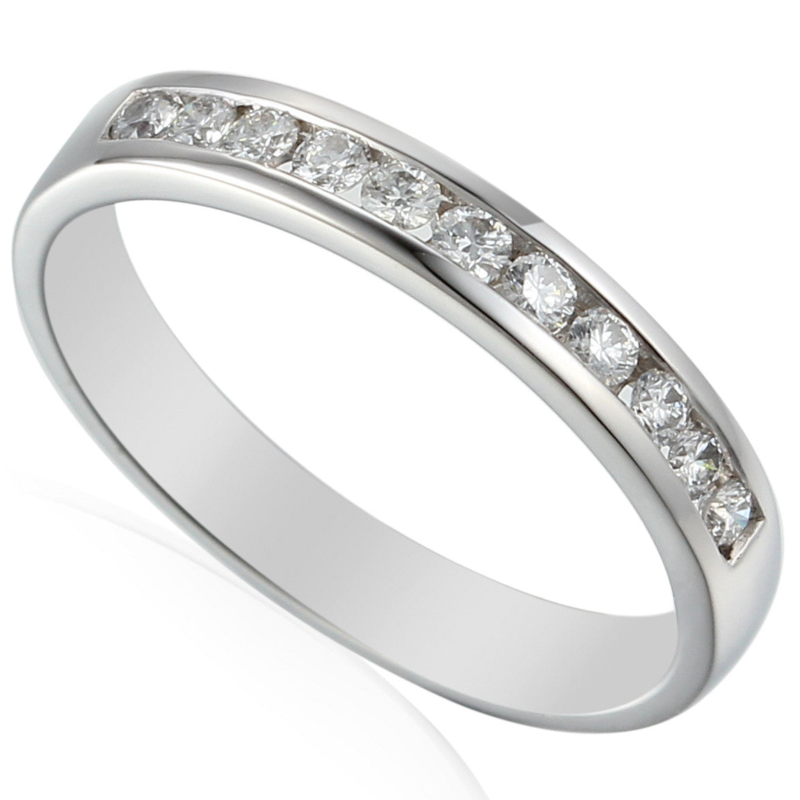 Round Brilliant Cut Diamond Channel Set Half Eternity Ring