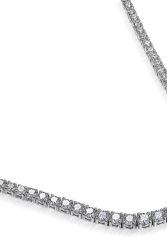 Round Brilliant Cut Diamond Claw Set Straight Tennis Necklace