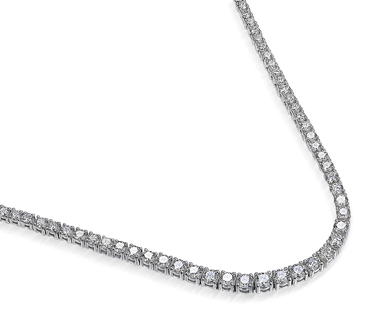 Round Brilliant Cut Diamond Claw Set Straight Tennis Necklace