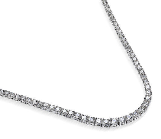 Round Brilliant Cut Diamond Claw Set Straight Tennis Necklace