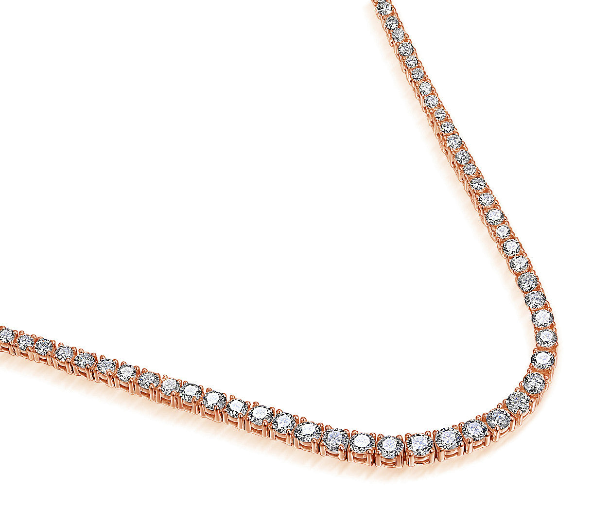 Round Brilliant Cut Diamond Claw Set Straight Tennis Necklace