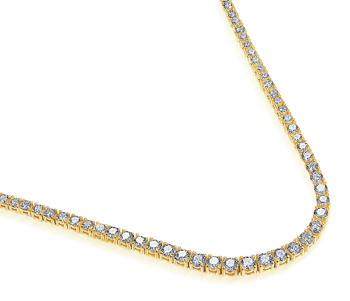 Round Brilliant Cut Diamond Claw Set Straight Tennis Necklace