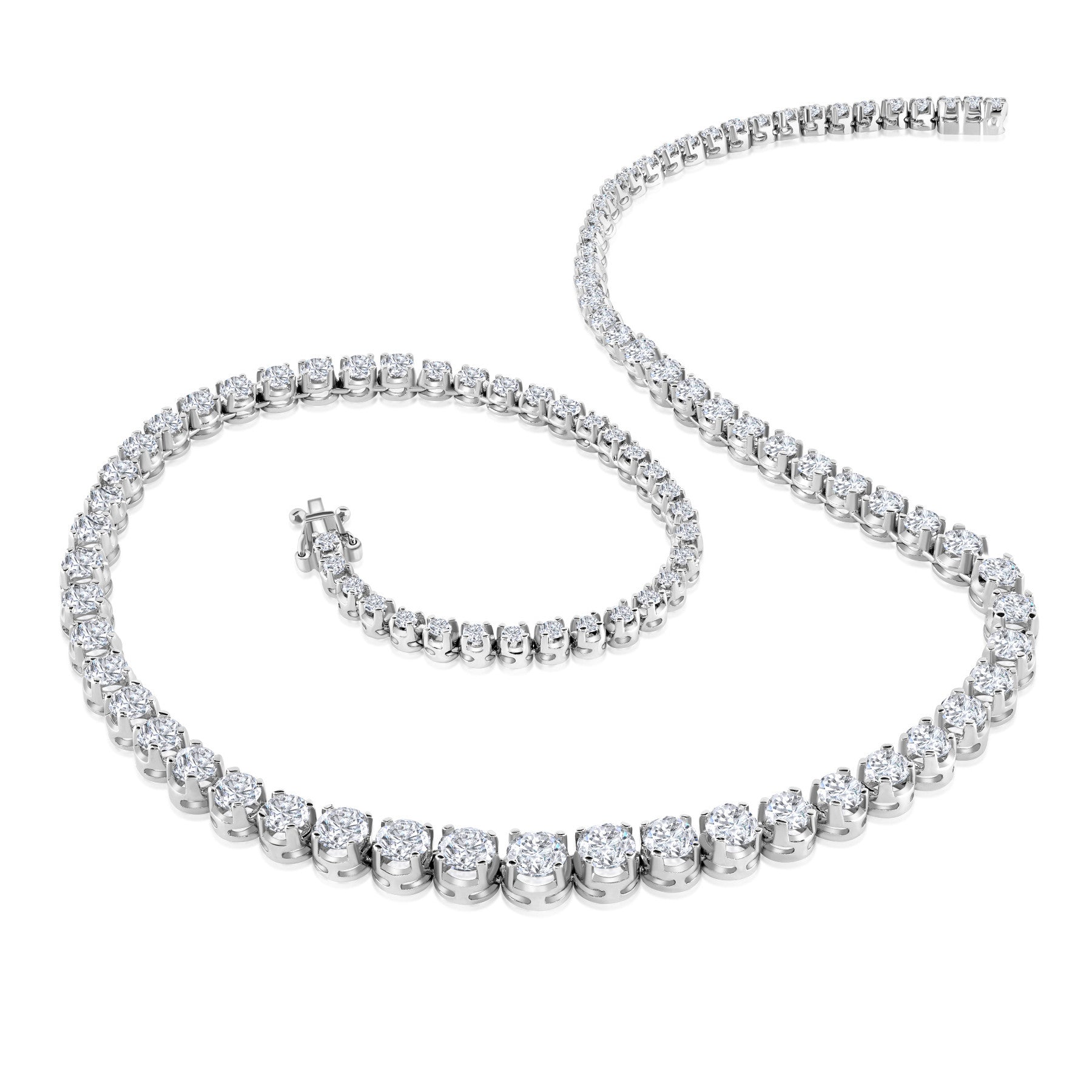 Round Brilliant Cut Diamond Graduated Necklace