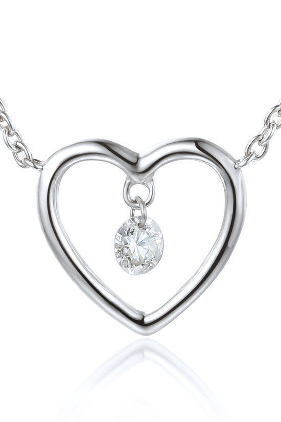 Round Brilliant Cut Diamond Heart Shaped Dancing Diamond Necklace