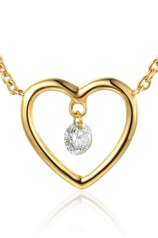 Round Brilliant Cut Diamond Heart Shaped Dancing Diamond Necklace