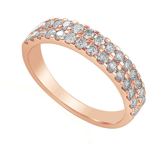 Round Brilliant Cut Diamond Micro Set Double Row Half Eternity Ring