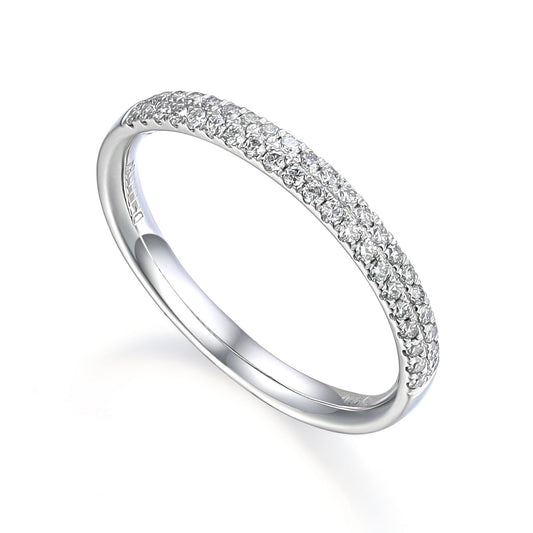 Round Brilliant Cut Diamond Micro Set Double Row Half Eternity Ring