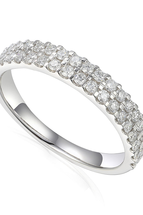 Round Brilliant Cut Diamond Micro Set Double Row Half Eternity Ring