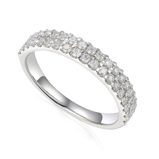 Round Brilliant Cut Diamond Micro Set Double Row Half Eternity Ring