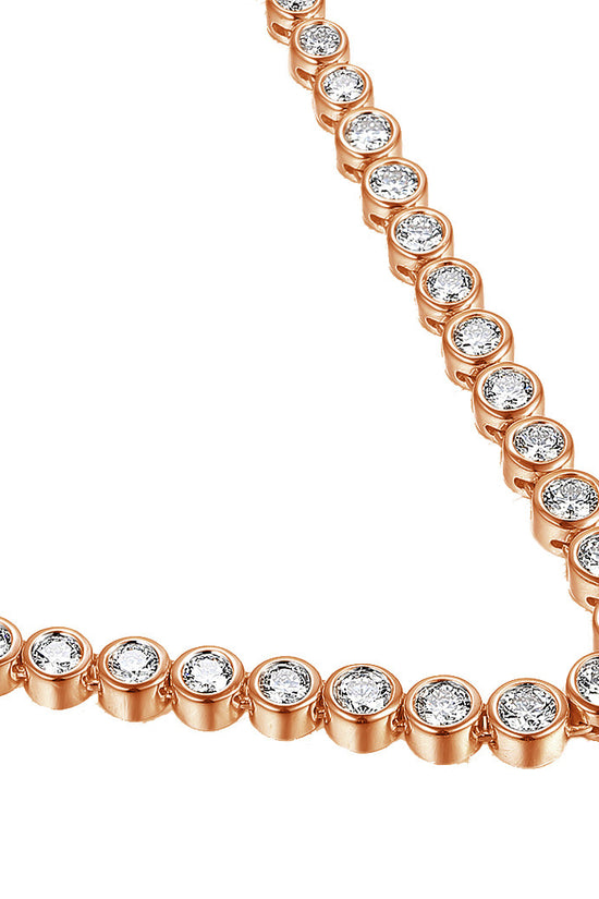 Round Brilliant Cut Diamond Rubover Set Graduated Tennis Necklace